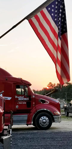 Trusted Rentals truck with American Flag